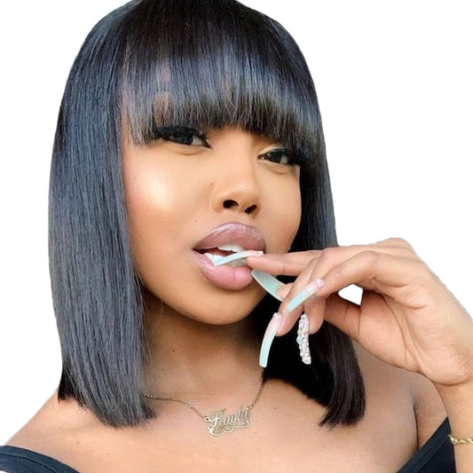 Women's Short Hair Series Sleek Real Hair Bob Wig