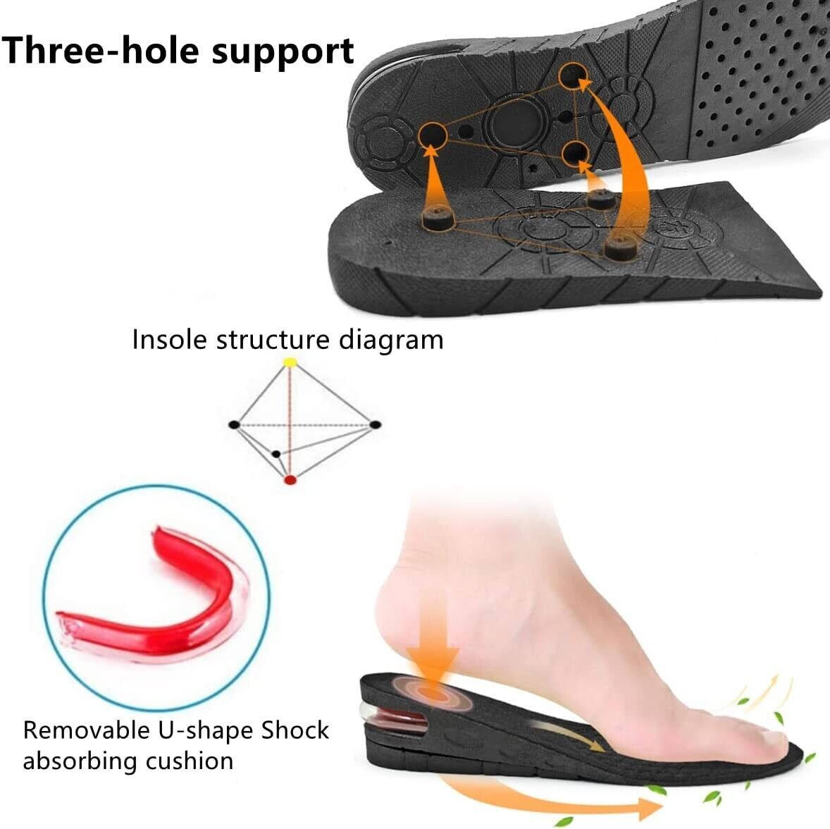 Invisible Height Increase Insole, Best Heel Lift For Men & Women - Shoe Inserts - Unisex